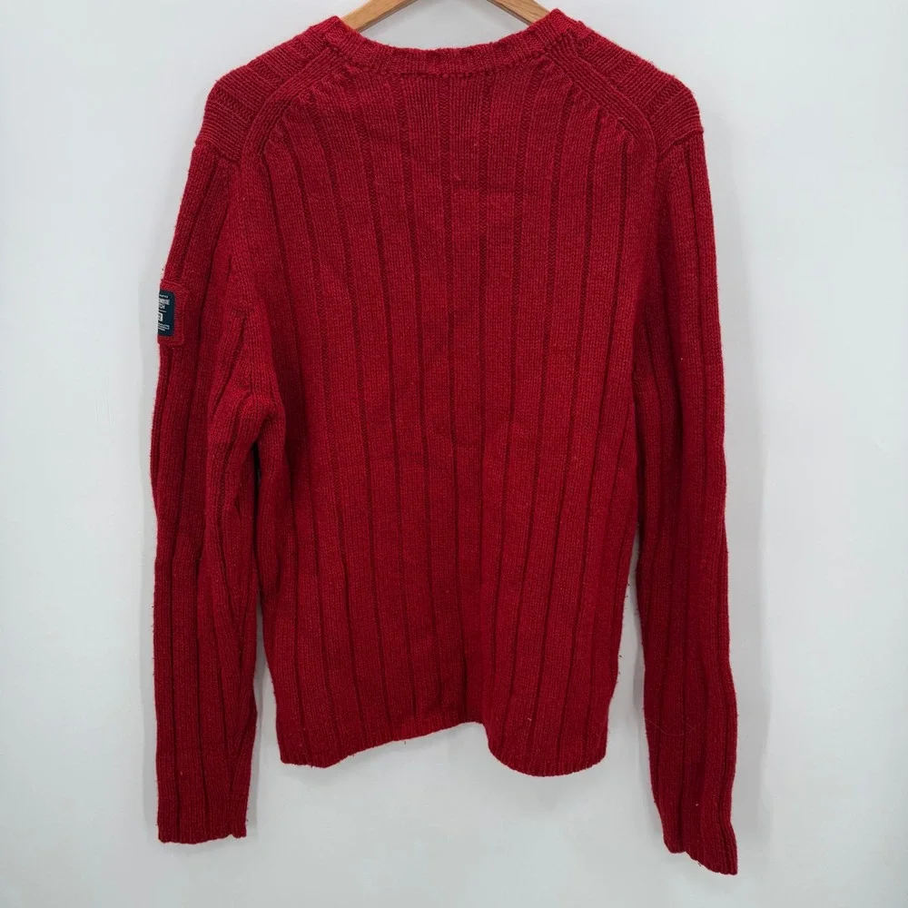 VTG Abercrombie & Fitch Sweater Men XL Knit Lambswool‎ Blend Y2K Preppy Red